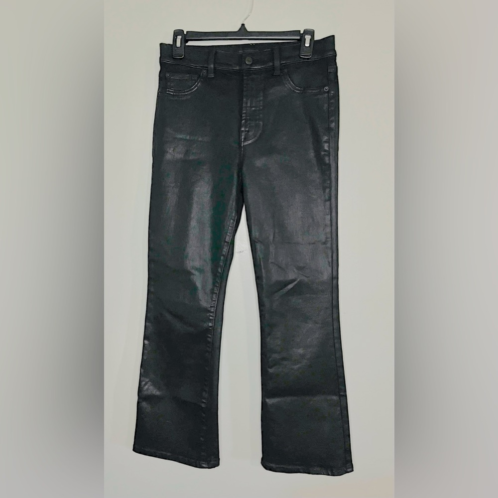 7 For All Mankind Los Angeles Tailorless Coated Black Jeans Size 28